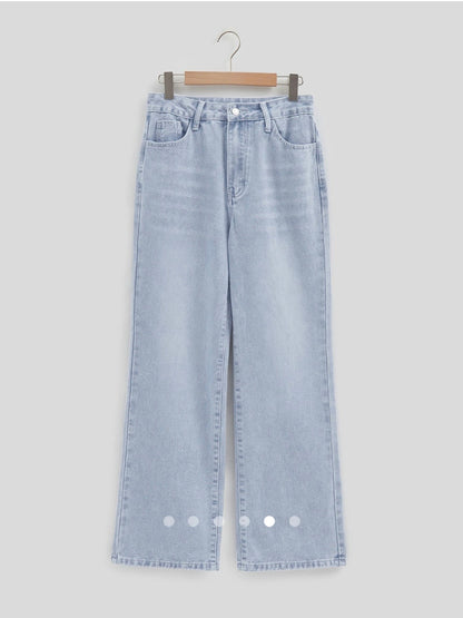 High Waist Straight Leg Jeans // Sky Blue