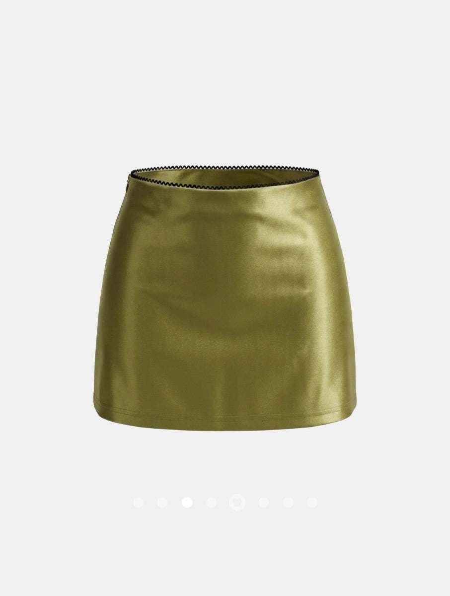 Satin Mini Skorts // Green