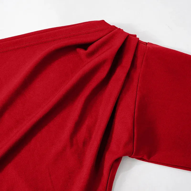 Draped Detail Mini Dress // Red