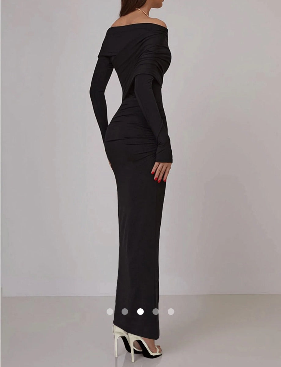 Asymmetric Bodycon Dress 001 // Black