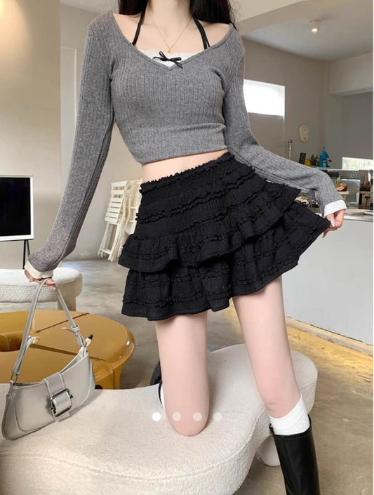 SAVANA Tiered Skort // Black