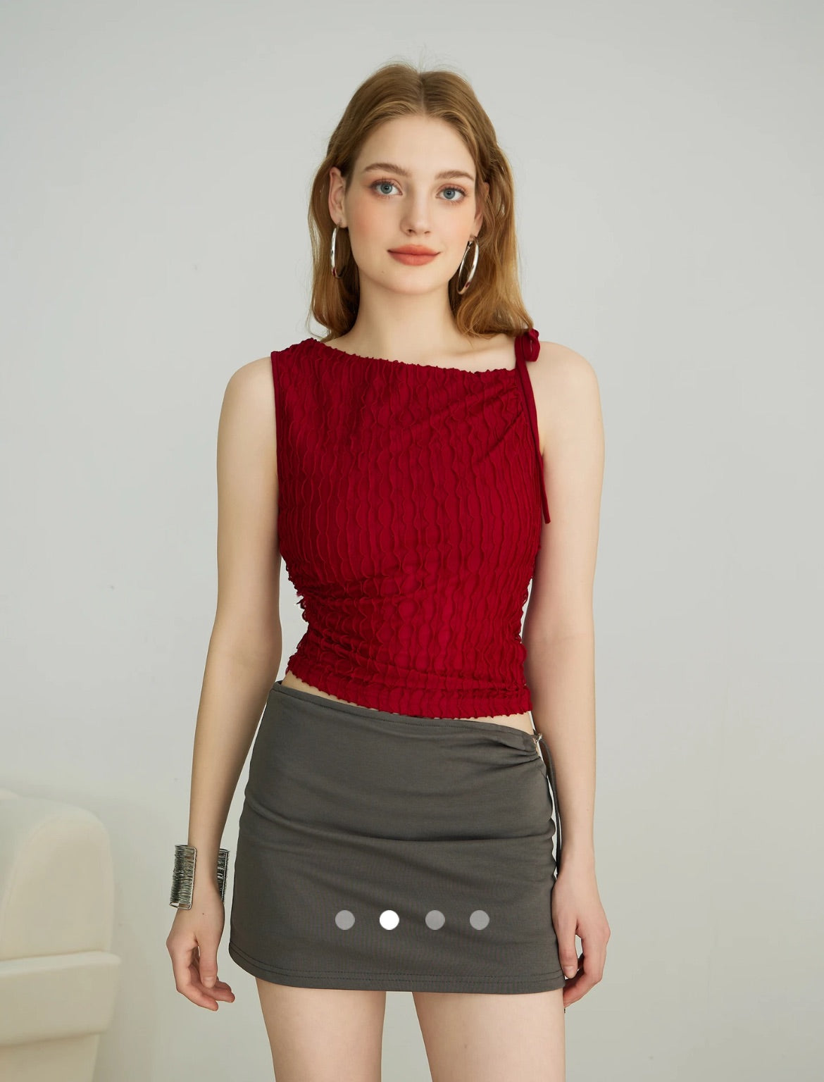 Textured Tie-up Top // Rich Red