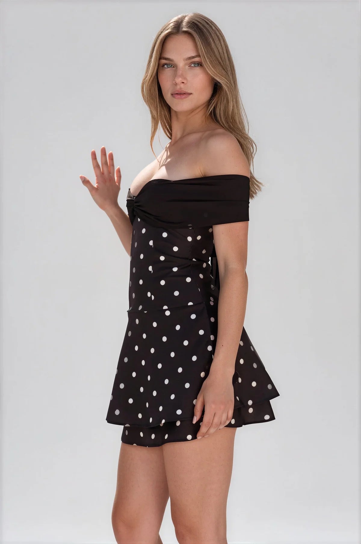 Off Shoulder Mini Dress // Black