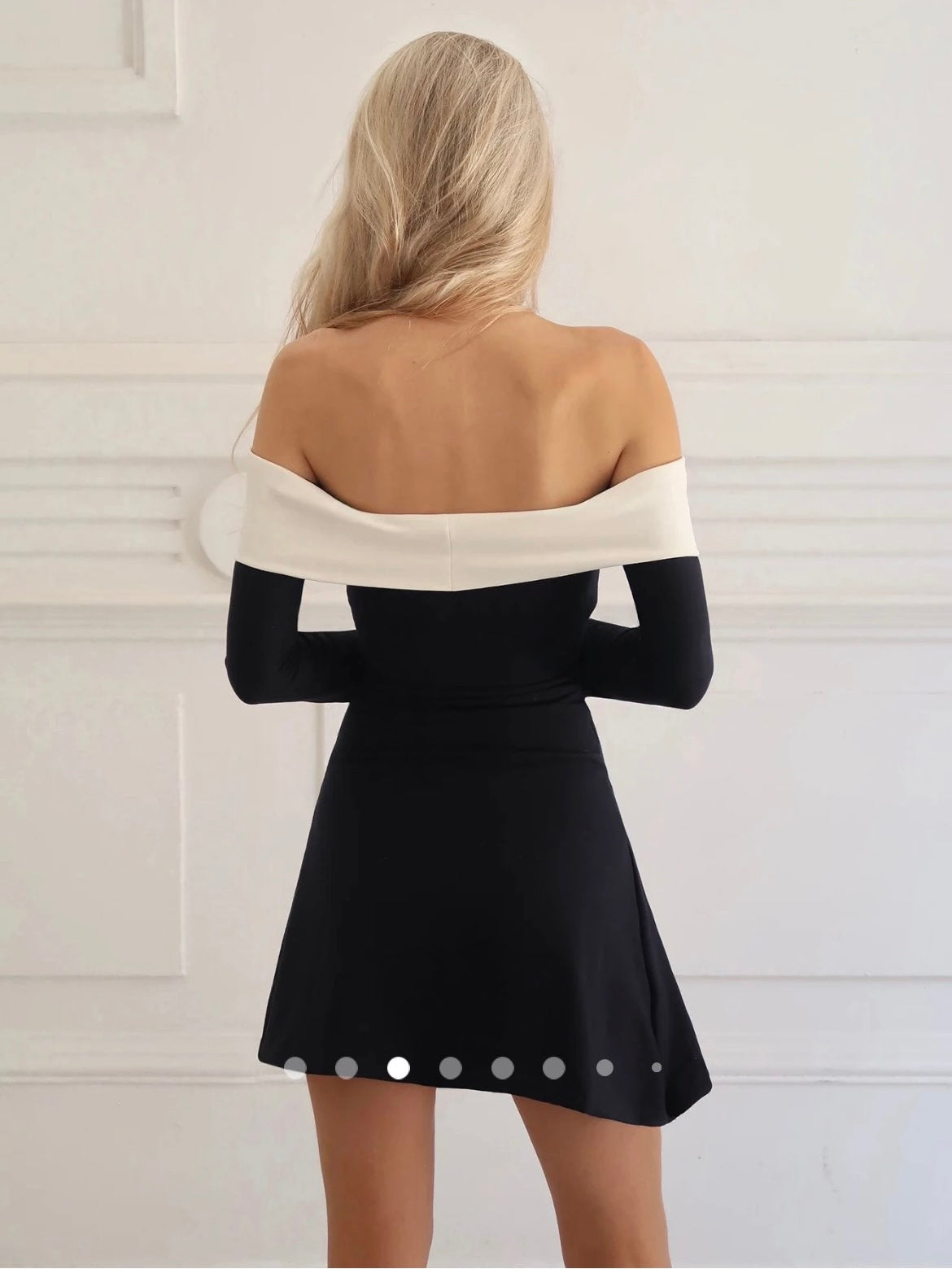Off-Shoulder A-line Dress // B&W
