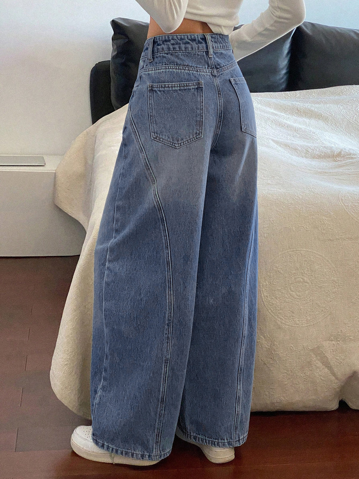 Dusty Cloud Blue // Panelled Wide Leg Jeans