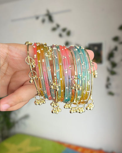 Multi Color // Kashmiri 12 Bangles + 4 Ghungroo Set