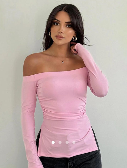 Off-S Full Sleeve Top (Thick Fabric) // Pink