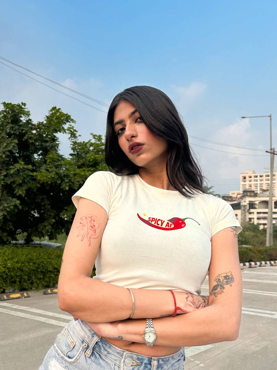 Spicy AF Baby Tee // White