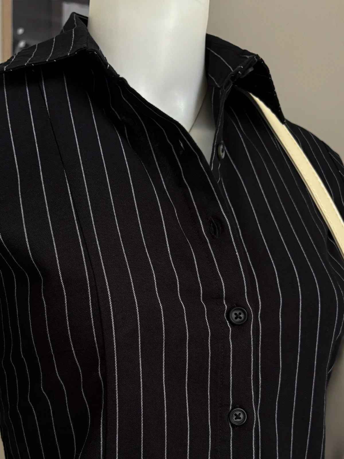 Black // Striped Flared Sleeve Shirt