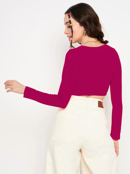 Cotton Stretchable Corset Crop Top // Pink