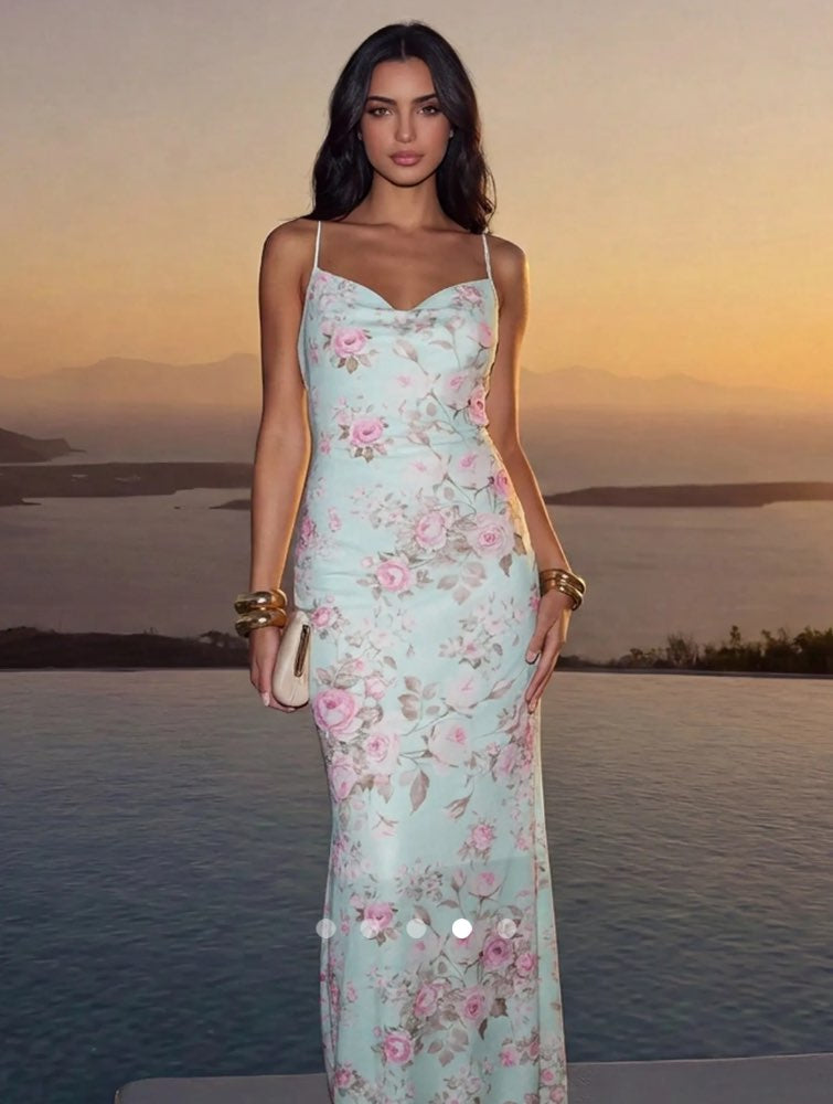 Backless Slip Dress // Blue Pink