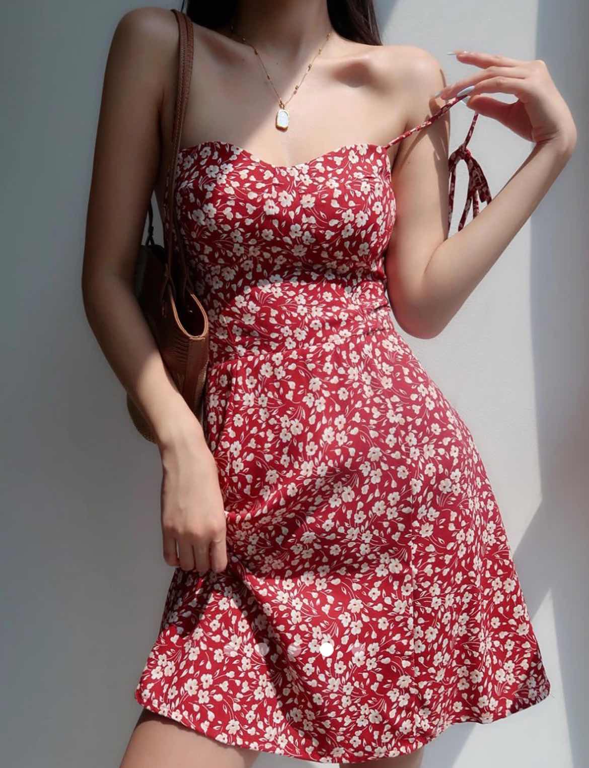 Printed A-Line Dress // Red