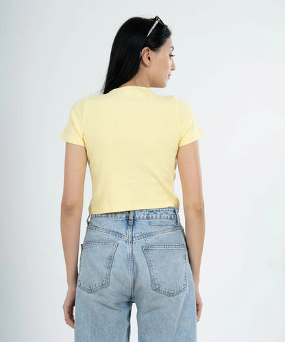 BTclub // Ribbed Button Top - Lemon