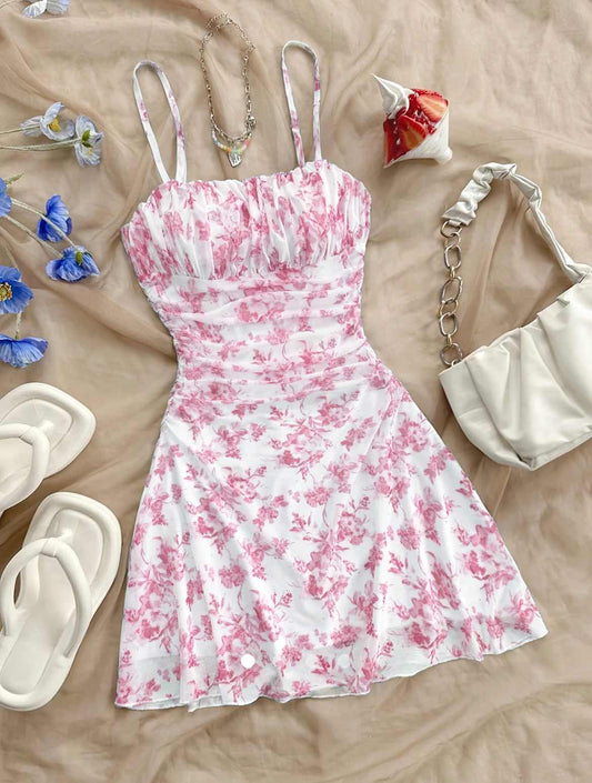 Printed Mini Dress // Pink