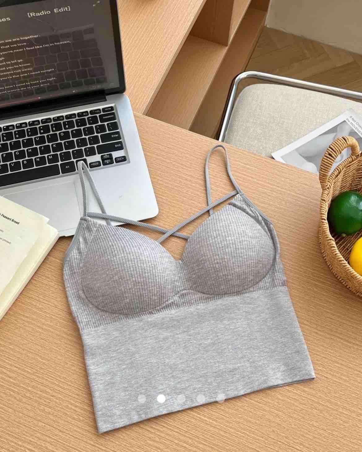 Crossed Padded Top // Grey