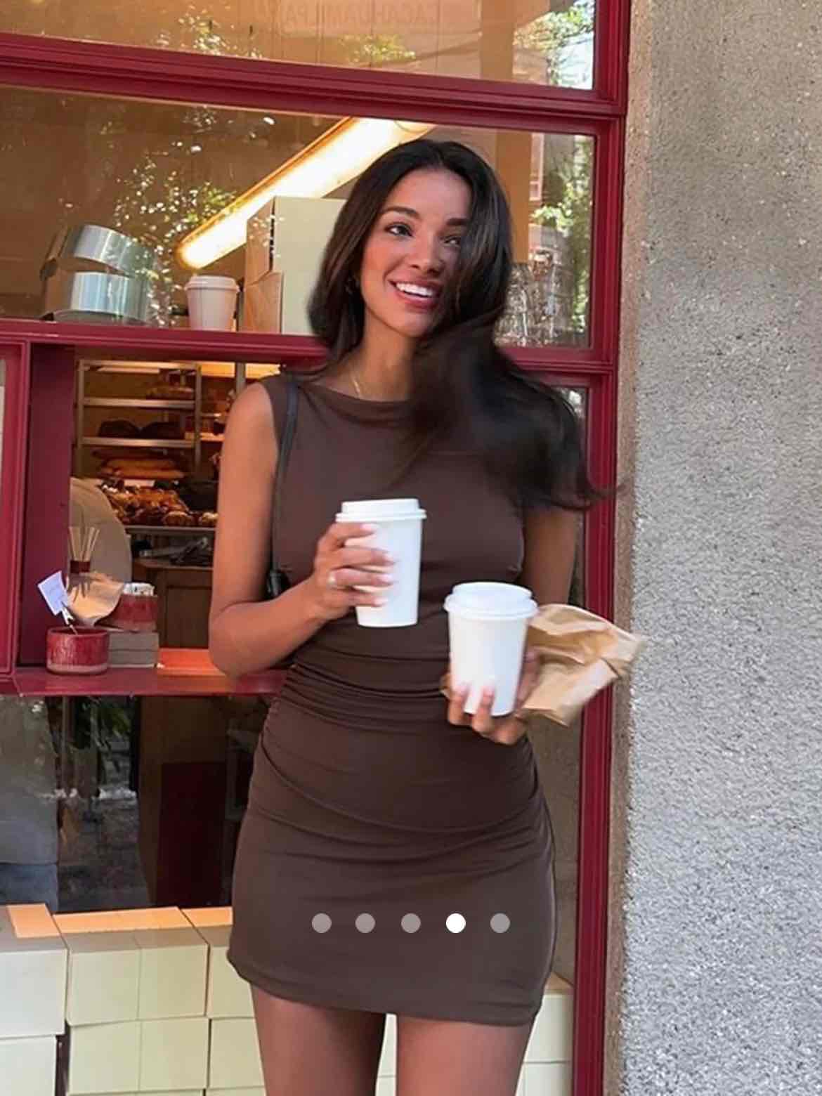 Open Back Mini Dress // Brown