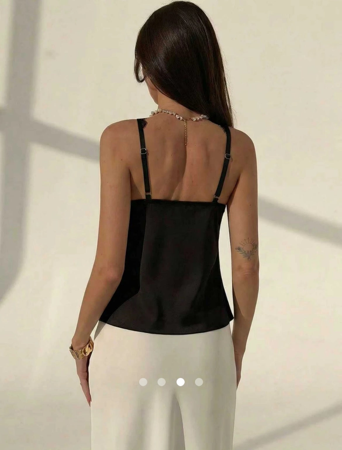 Lace Trimmed Cami Top // Black