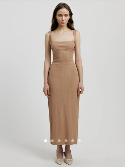 Textured Maxi Dress // Light Brown