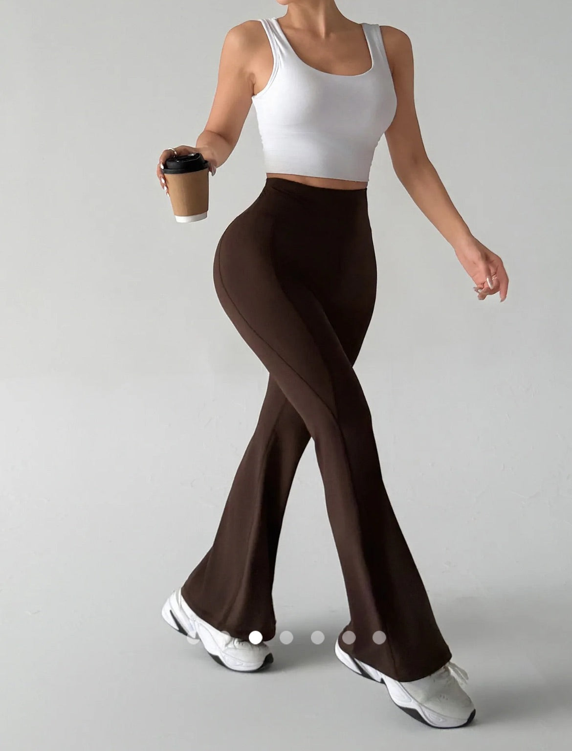 Flared Sport Leggings // Brown