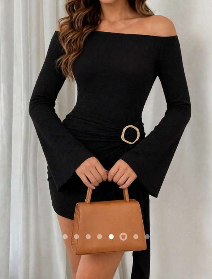Gathered Bodycon Dress 001 // Black