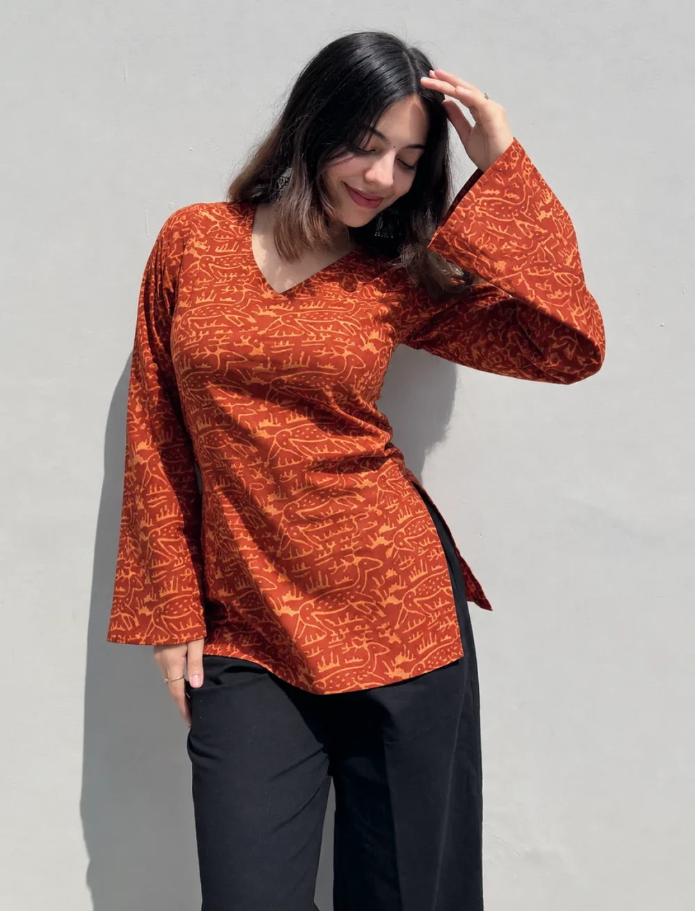 Dhaani // Bell Sleeve Kurti (100% Cotton)