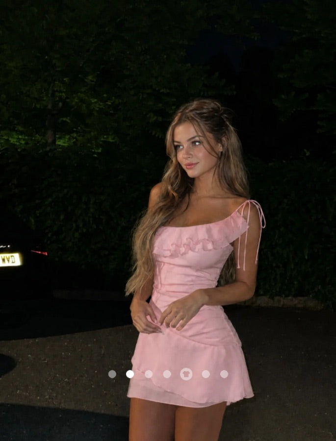Ruffle Bodycon Dress // Pink