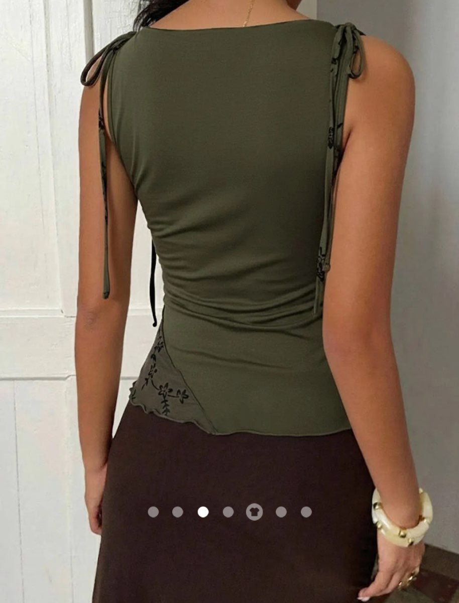 Drawstring Tank Top // Olive