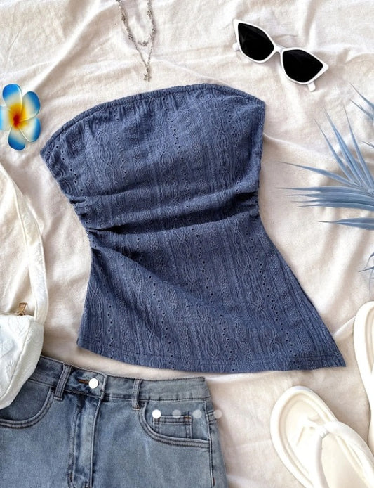 Asymmetric Tube Top // Navy