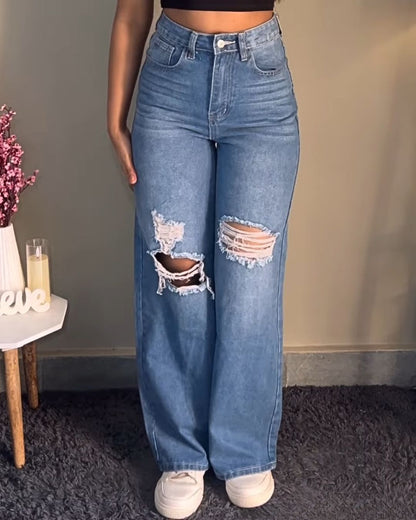 High Waist Straight Leg Jeans 002 // Light Blue