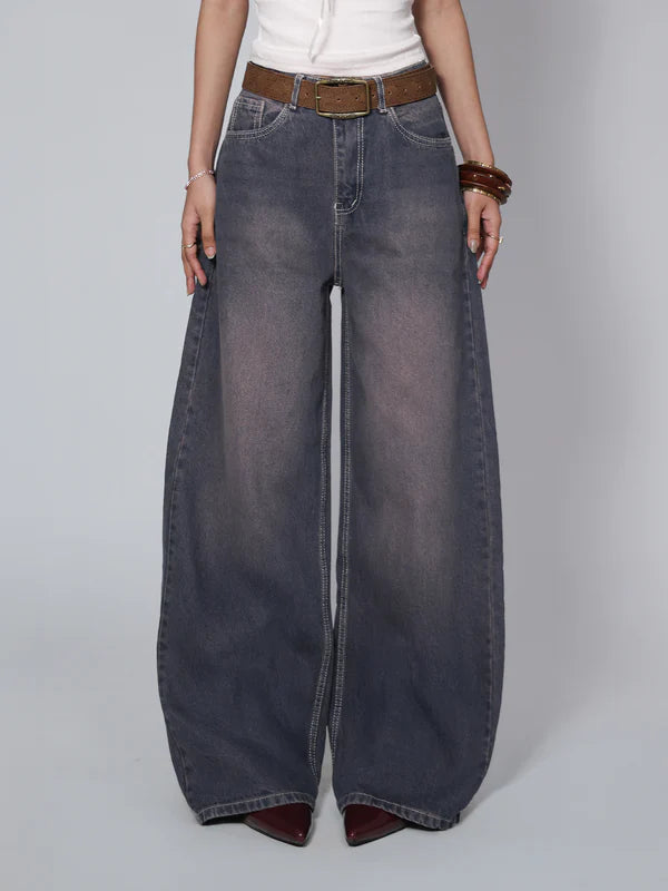 Washed Wide Leg Jeans // Burnt Blue