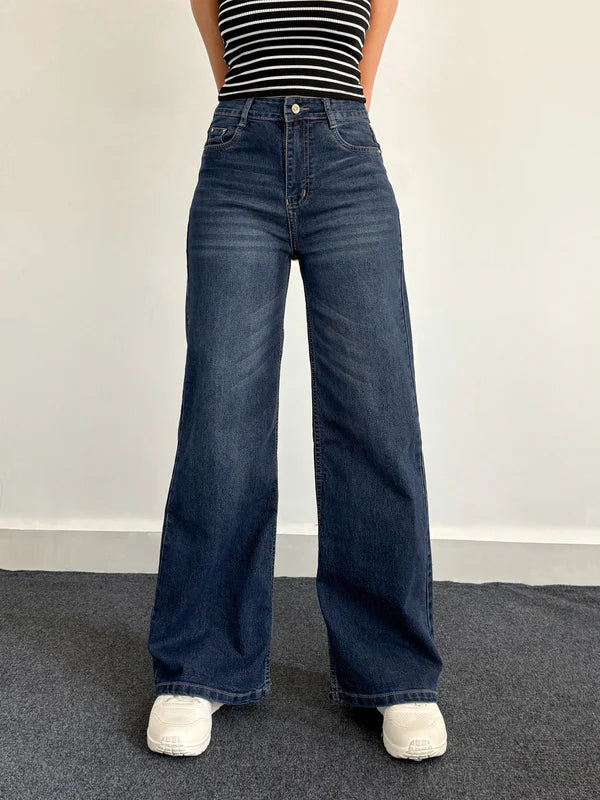 Luxe Cat Whisker Stretchable Wide Leg Jeans // Vintage Blue