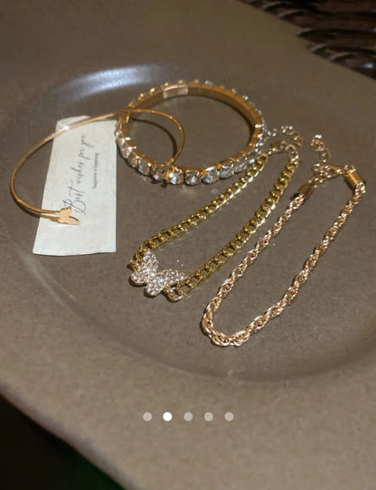 Rhinestone Bracelet Set 002 // Gold