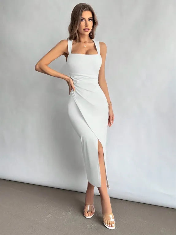 Square Neck Dress // White