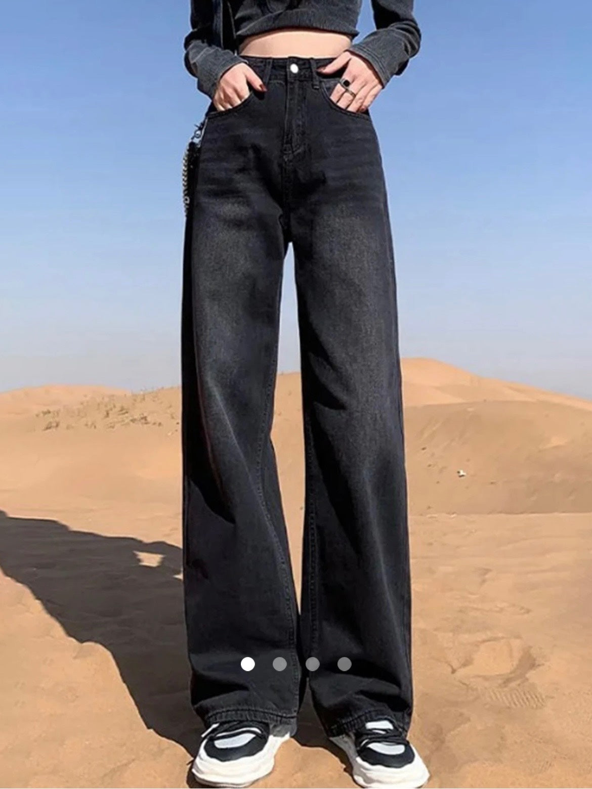 High Waist Straight Leg Jeans // Black