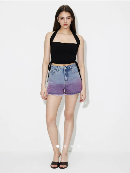 Halter Neck Crop Top // Black