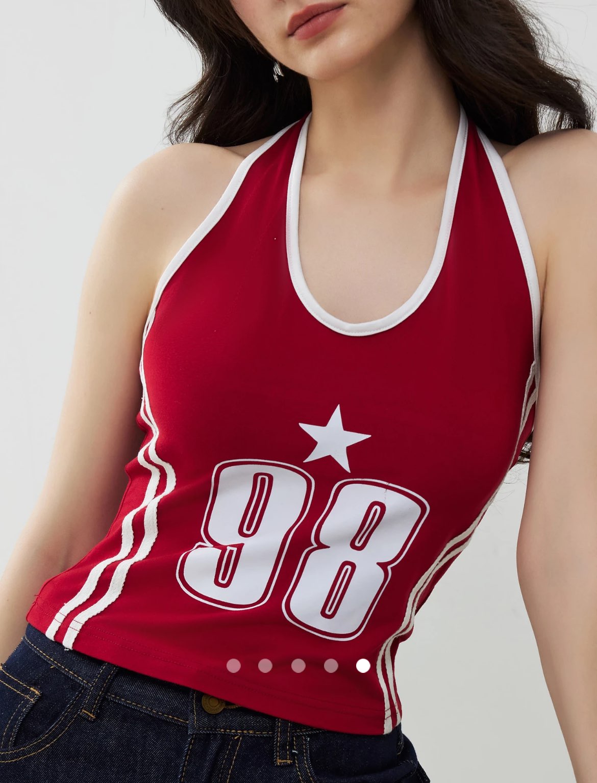 Halter Neck Top // White-Red