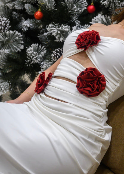 DIAMOND LADY // Christa Ruched Dress - White