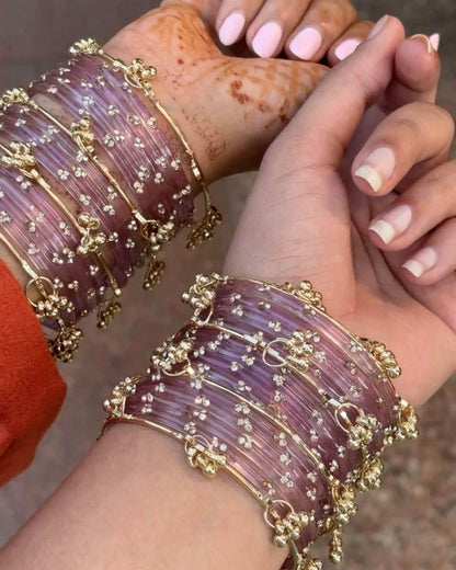 Purple // Kashmir 12 Bangles + 4 Ghungroo Set