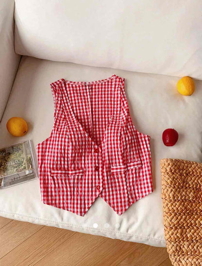 Gingham Top // Red