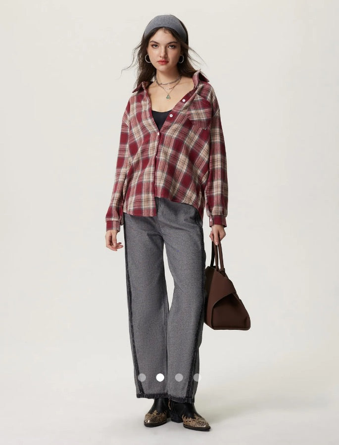 Color Block Shirt // Red