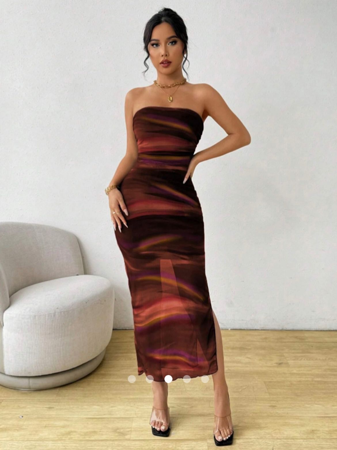 Abstract Print Tube Dress // Brown