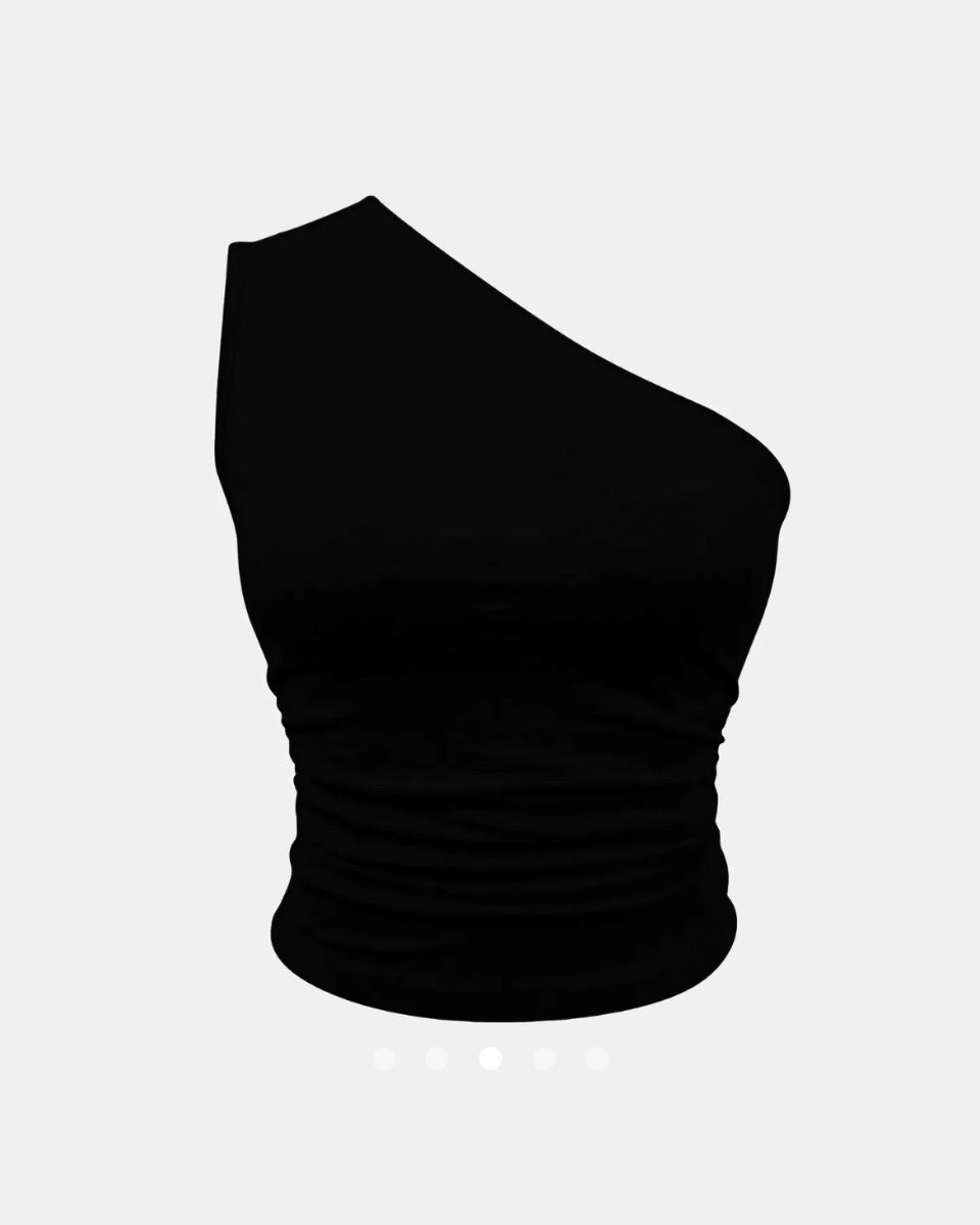 One Shoulder Tank Top // Black
