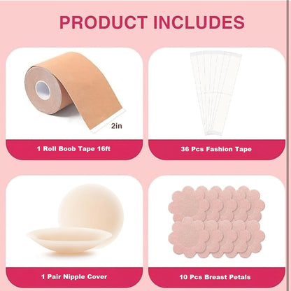 Kit // Boob Tape + 1 Pair Reusable Nipple Stickers + 10 Nipple Pasties + 36 Double Sided Tape