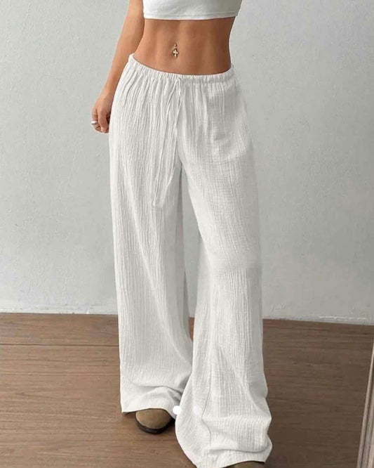 Drawstring Straight Leg Pants // White