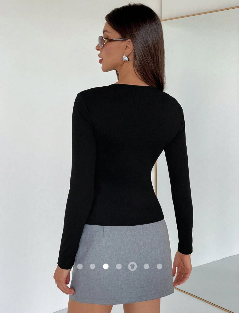 Cutout Pullover T-Shirt (Thick Material) // Black