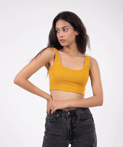 TheBTclub // Ribbed Crop Top - Mustard