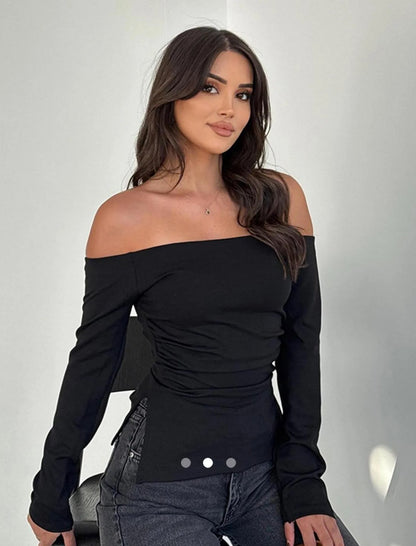 Off-S Full Sleeve Top (Thick Fabric) // Black