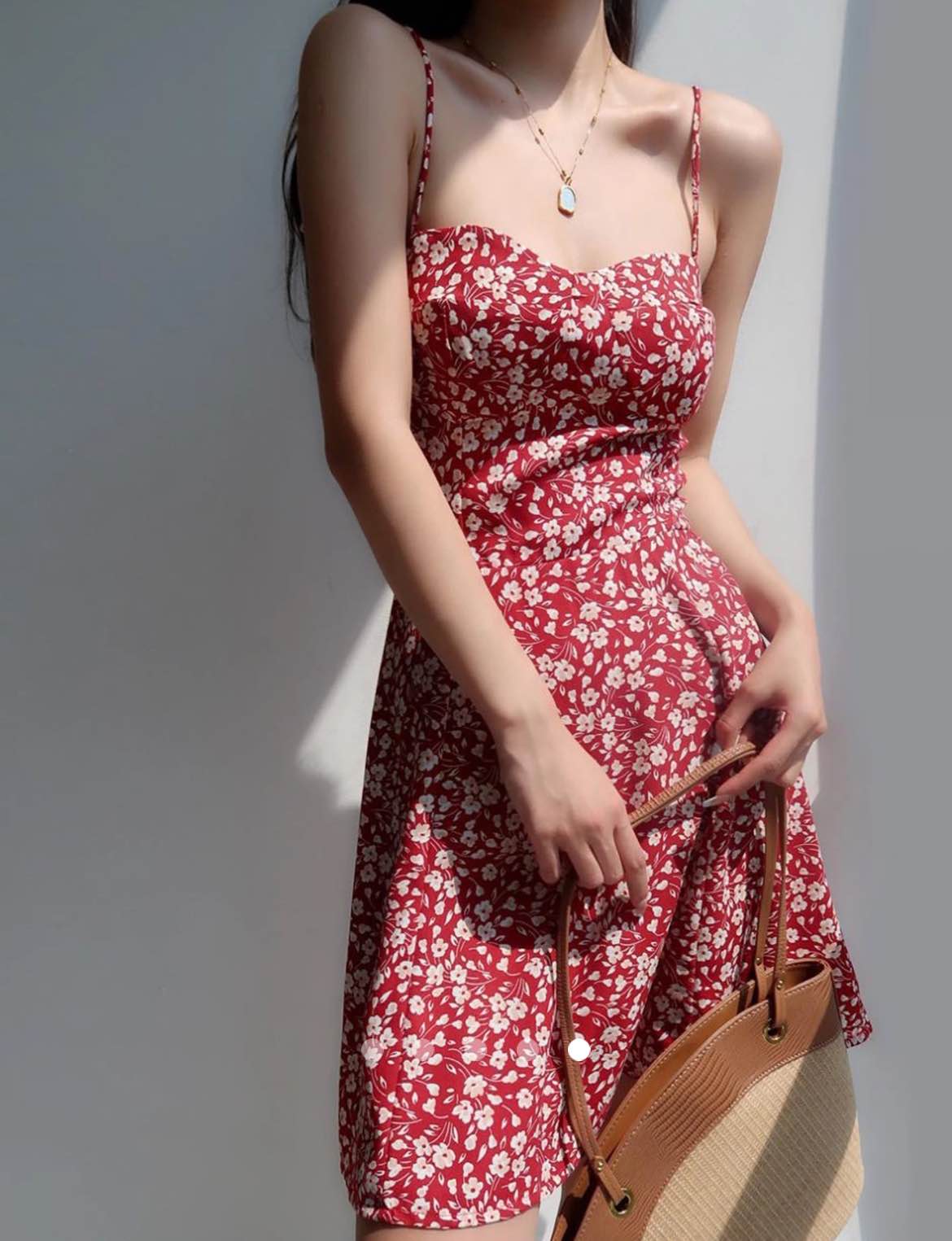 Printed A-Line Dress // Red