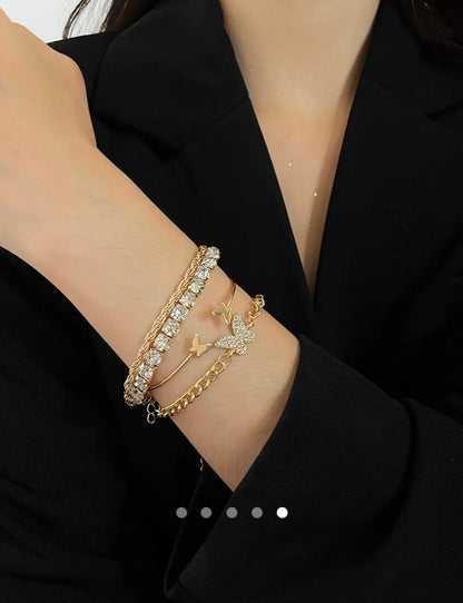 Rhinestone Bracelet Set 002 // Gold