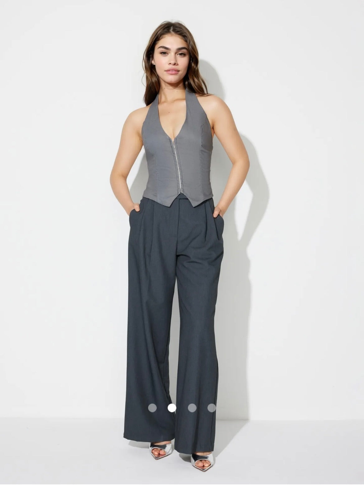 Buckle Halter Neck Top // Grey